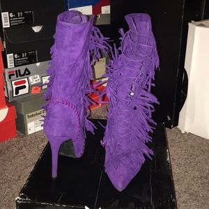 Purple Fringe Bootie